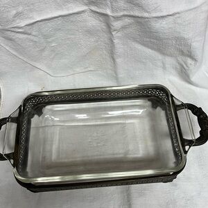 Anchor Hocking Clear Glass Dish with Black Handles